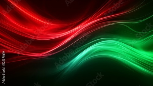 Deep red and green light patterns twisting