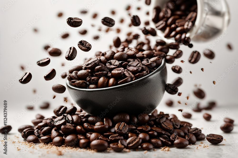 Obraz premium Generous Exploding the coffee bean white background