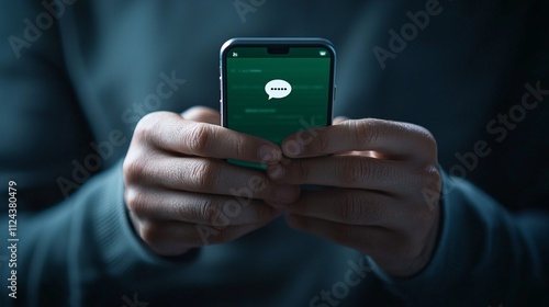 A close-up of a person using an encrypted messaging app, with a focus on the anonymous sender s icon and the conversation thread. The image includes generous copy space for text or visual content.