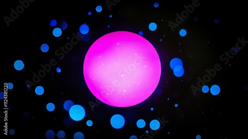Soft pink light orb surrounded by smaller