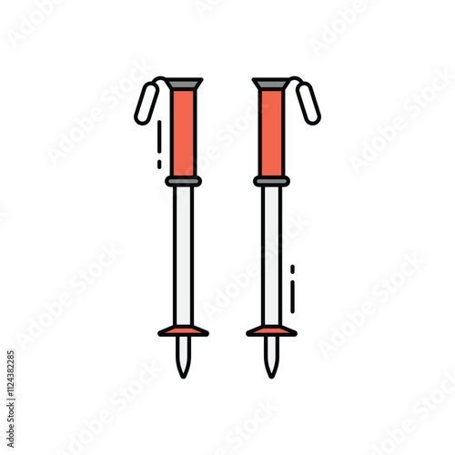 Trekking pole vector icon
