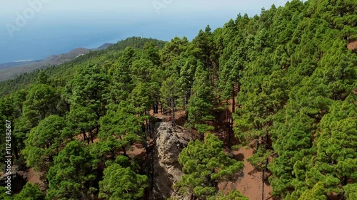 Aerial drone view of the landscape of La Palma, Canary Islands, Spain