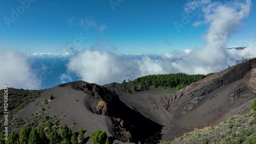 Aerial drone view of the landscape of La Palma, Canary Islands, Spain