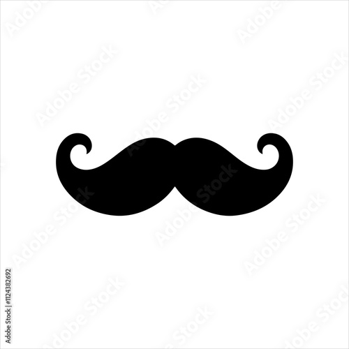 Black cartoon mustache silhouette vector illustration on white background 