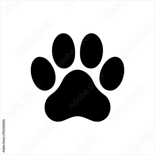 Black dog paw silhouette vector illustration on white background