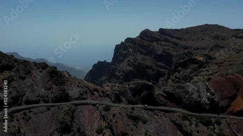 Aerial drone view of the landscape of La Palma, Canary Islands, Spain