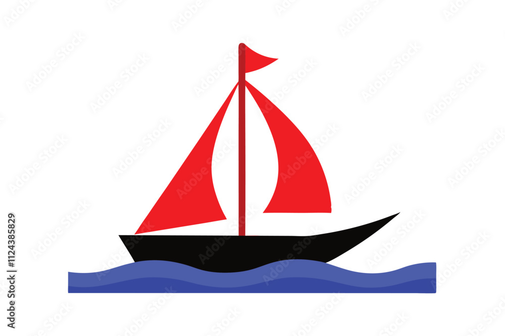 Fototapeta premium Sailboat river color vector design