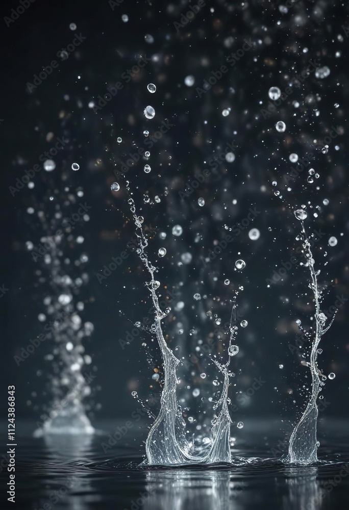 Glittering microscopic water particles moving slowly, glitter, tiny droplets Glittering microscopic water particles moving slowly, glitter, tiny droplets