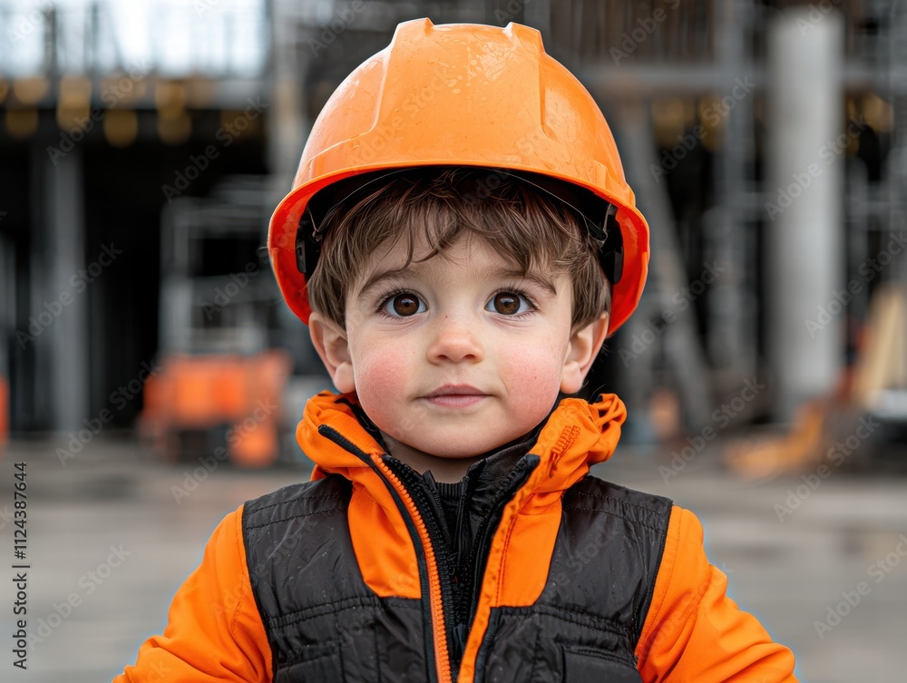 young construction worker in orange hardhat young construction worker in orange hardhat
