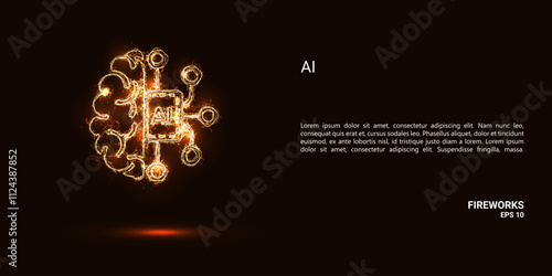 AI. AI consists of sparks and fire. Festive bright fireworks. Decorative element for celebrations and holidays. Vector illustration.