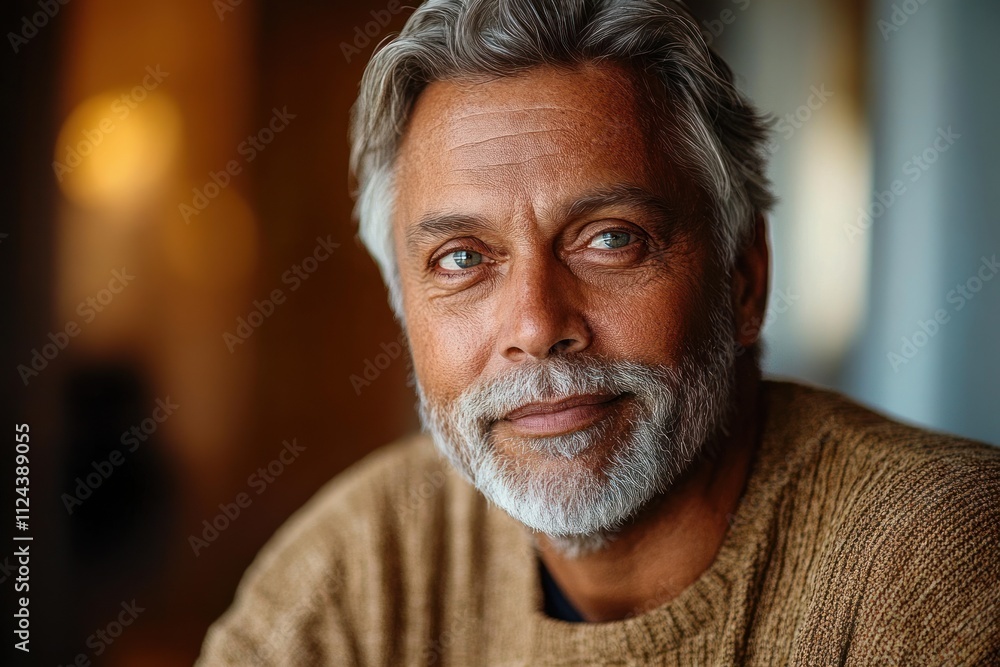 Serene Portrait of Middle-Aged Man in Nursing Home Reflecting Calm and Warmth Serene Portrait of Middle-Aged Man in Nursing Home Reflecting Calm and Warmth