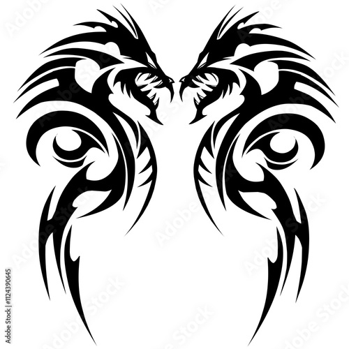 tribal dragon tattoo design illustration