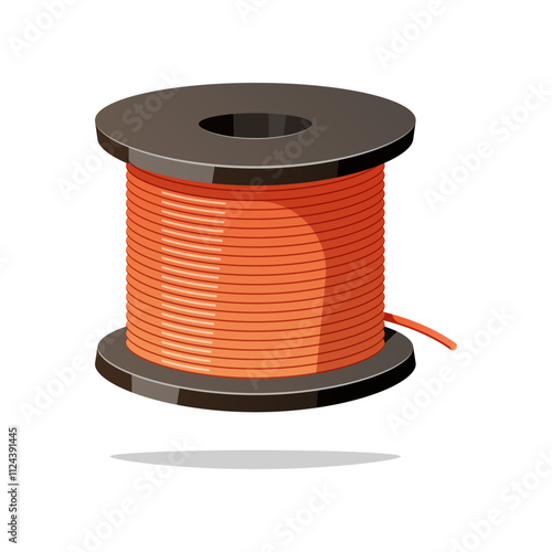 Copper wire roll vector isolated on white background.