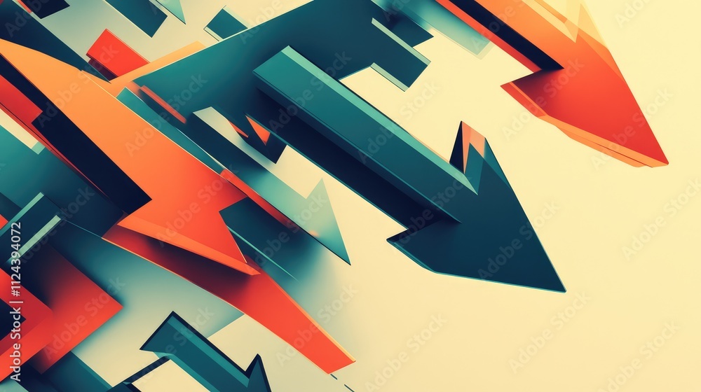 Colorful Abstract Arrows Pointing in Different Directions 3D Design Colorful Abstract Arrows Pointing in Different Directions 3D Design