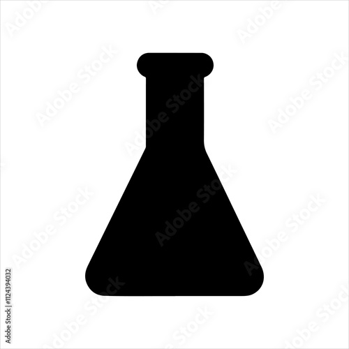 Black Erlenmeyer flask silhouette vector illustration on white background