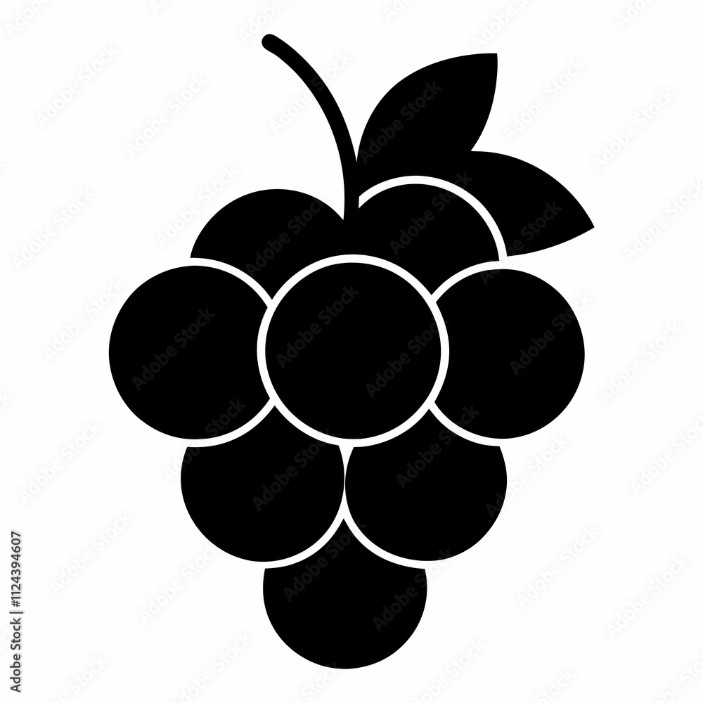Black Silhouette Grapes Vector Art Illustration Black Silhouette Grapes Vector Art Illustration