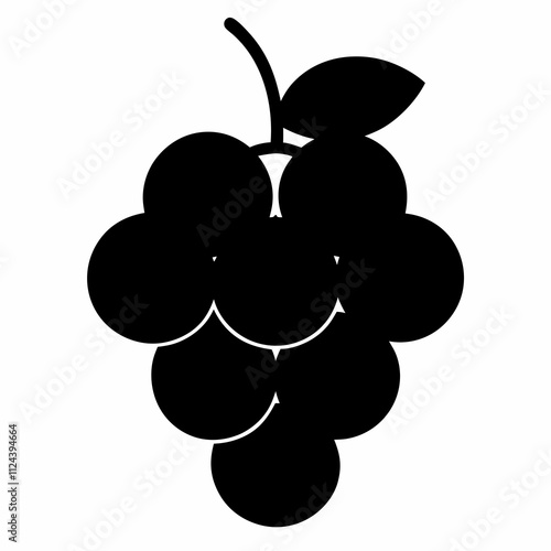 Black Silhouette Grapes Vector Art Illustration