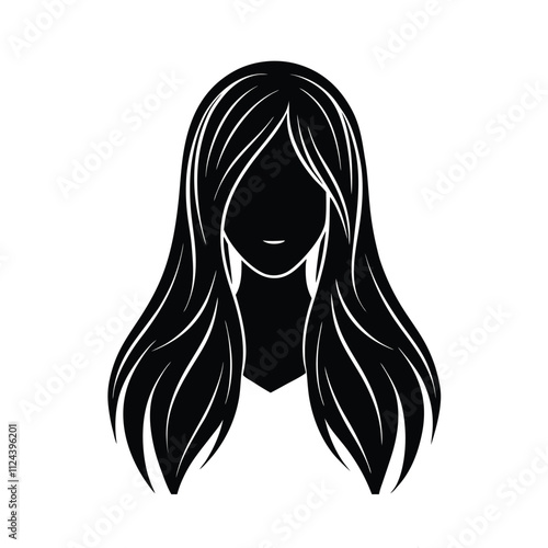 Long straight hair  silhouette vector