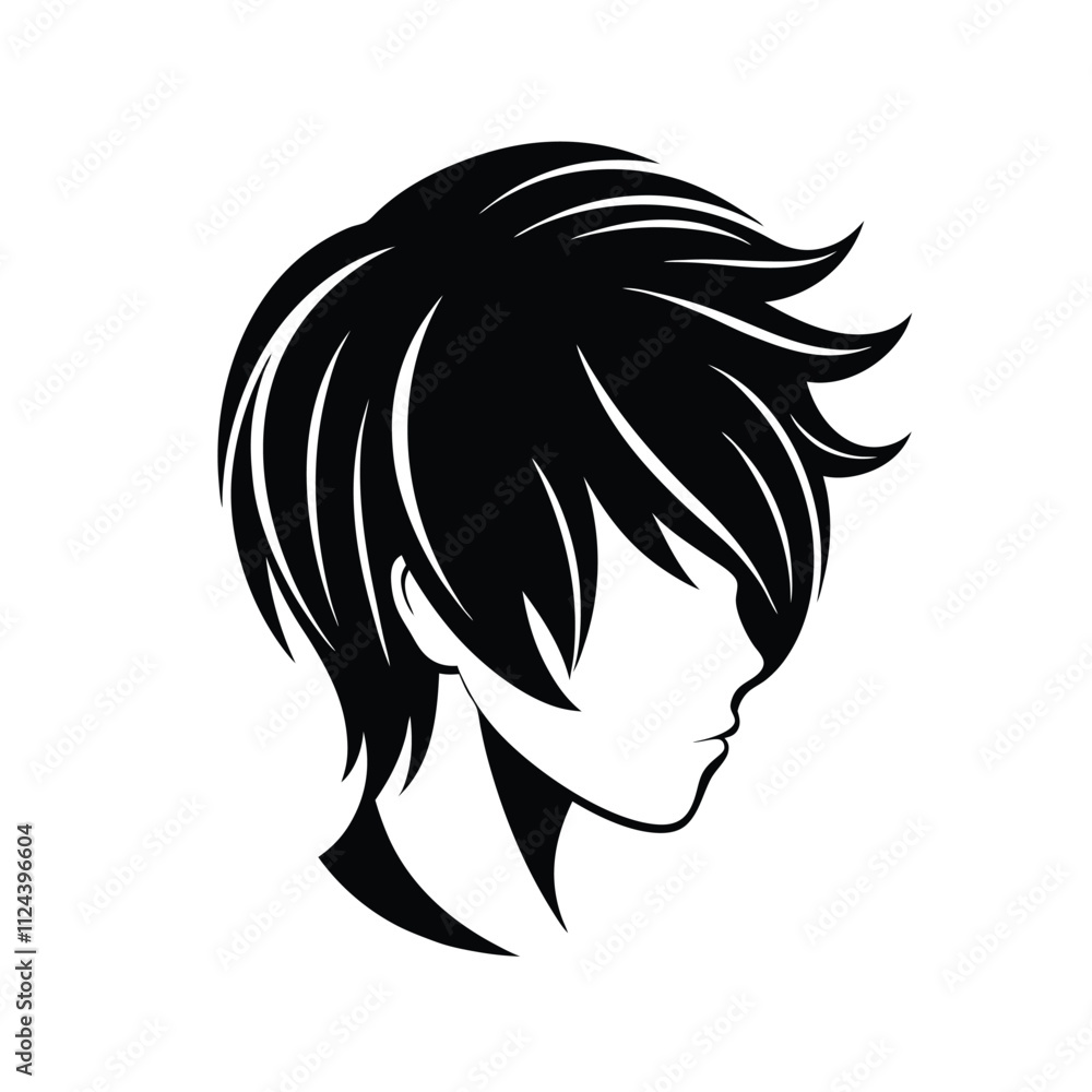 Pixie cut hair silhouette on vector. Pixie cut hair silhouette on vector.
