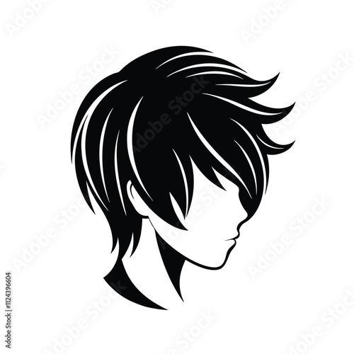 Pixie cut hair silhouette on vector.