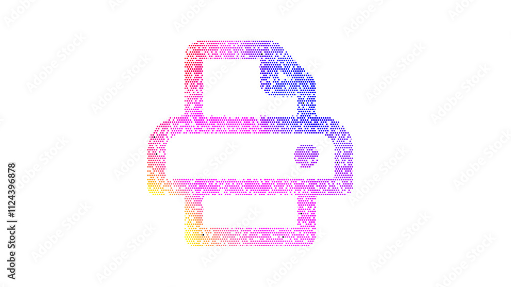 Icon print is made up of LED square shapes. There are bright diodes and there are black dead diodes Icon print is made up of LED square shapes. There are bright diodes and there are black dead diodes