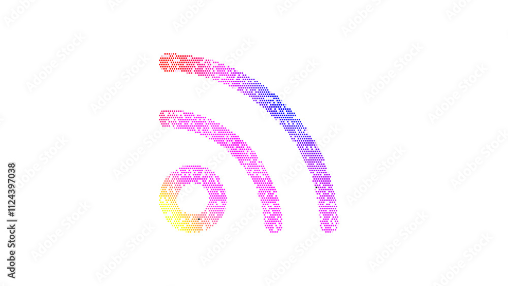 Icon rss is made up of LED square shapes. There are bright diodes and there are black dead diodes Icon rss is made up of LED square shapes. There are bright diodes and there are black dead diodes
