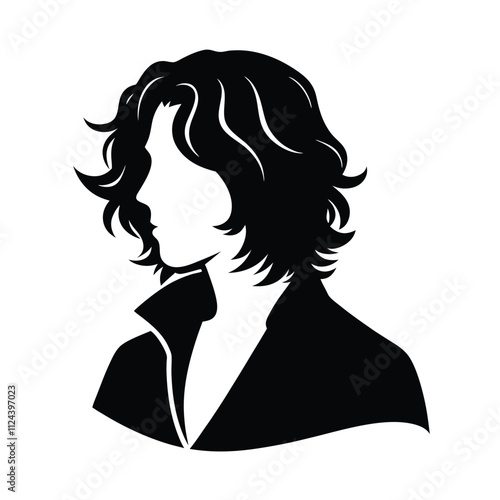 Shoulder length waves hair style silhouette