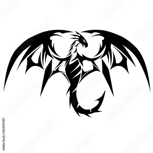 tribal dragon tattoo design illustration