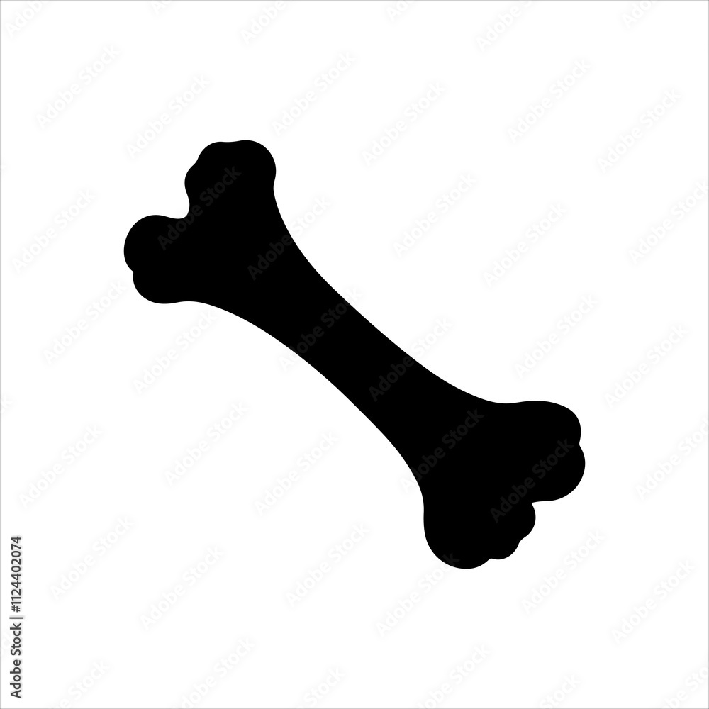 Fototapeta premium Black Dog Bone silhouette vector illustration on white background