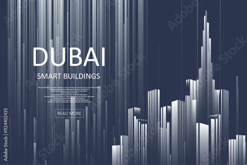 Smart building concept design for Dubai. Graphic concept for your design.