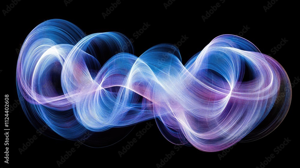 Fototapeta premium Colorful Abstract Light Waves with Flowing Motion on Black Background