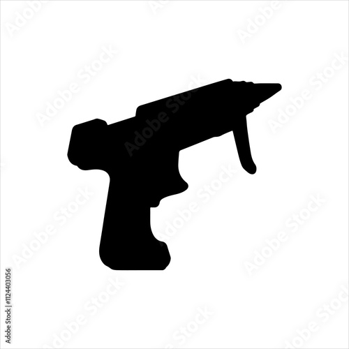 Black glue gun silhouette vector illustration on white background