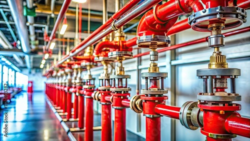 Building Fire Safety Sprinkler System: High-Resolution Images, Deep Depth of Field, Detailed Inspection