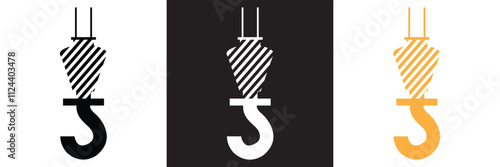 Crane hook icon . Vector illustration. isolated on white and black background. EPS 10