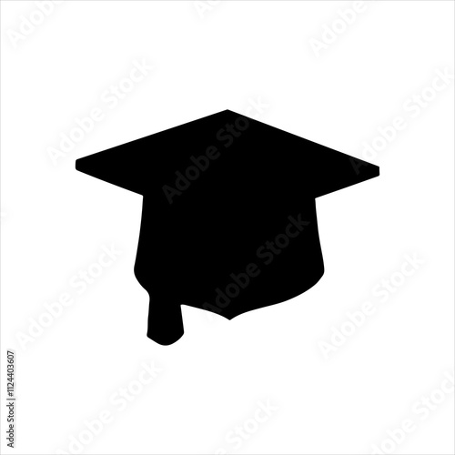 Black graduation hat silhouette vector illustration on white background