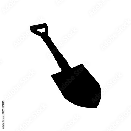 Black shovel silhouette vector illustration on white background