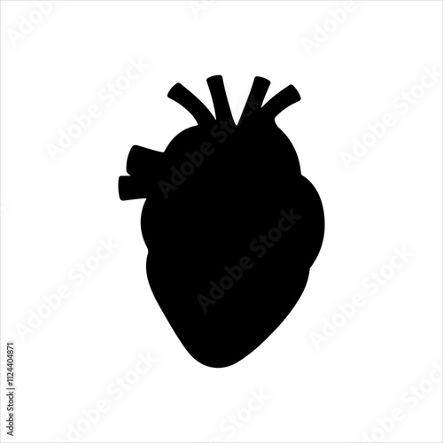 Human heart black silhouette vector illustration on white background 