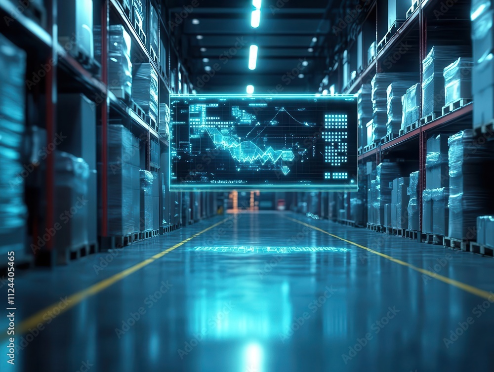 A symbolic image of a glowing workflow map hovering above a warehouse floor, cinematic focus and dramatic lighting A symbolic image of a glowing workflow map hovering above a warehouse floor, cinematic focus and dramatic lighting