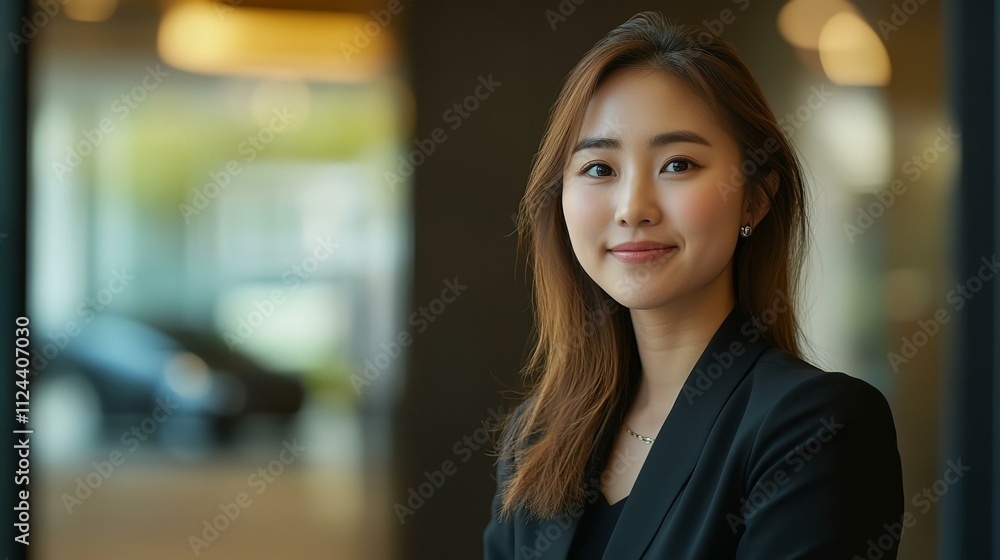 Asian businesswoman specializing in car loan services. Asian businesswoman specializing in car loan services.