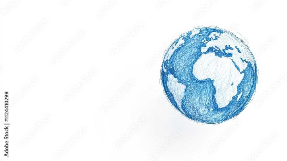 Fototapeta premium Global Connectivity Blue Scribble Earth Illustration