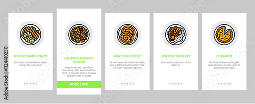 chicken dishes roast grilled onboarding mobile vector fried baked, barbecue teriyaki, curry, casserole parmesan, piccata marsala, tandoori chicken dishes roast grilled illustrations