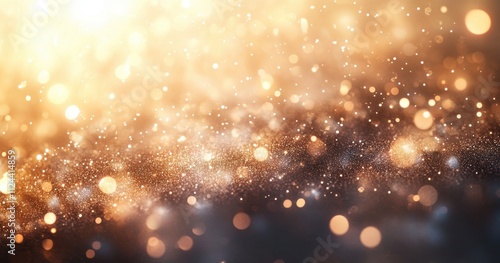 Glowing Golden Bokeh Background with Soft Light and Sparkles Creating a Dreamy and Ethereal Atmosphere for Use in Creative and Artistic Projects