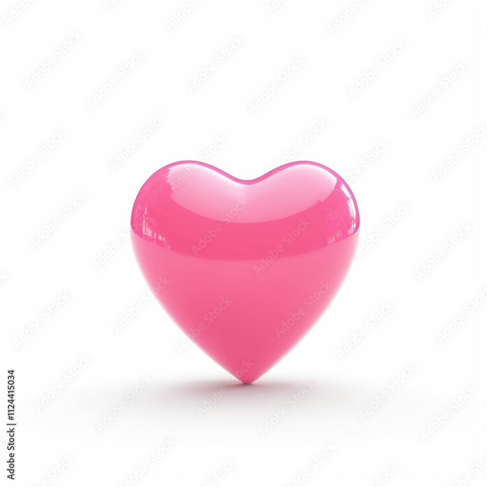Glossy pink heart isolated on white background Glossy pink heart isolated on white background