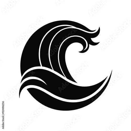 Silouette wave capital icon style.eps