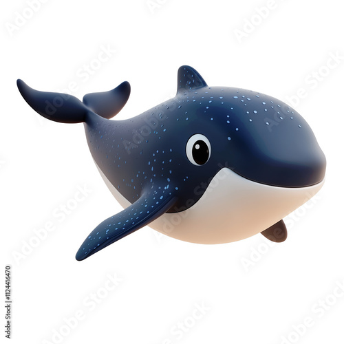3D rendering icon whale illustration PNG. cartoon minimal style on transparent isolated background.