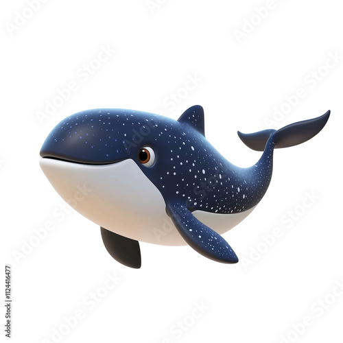 3D rendering icon whale illustration PNG. cartoon minimal style on transparent isolated background.