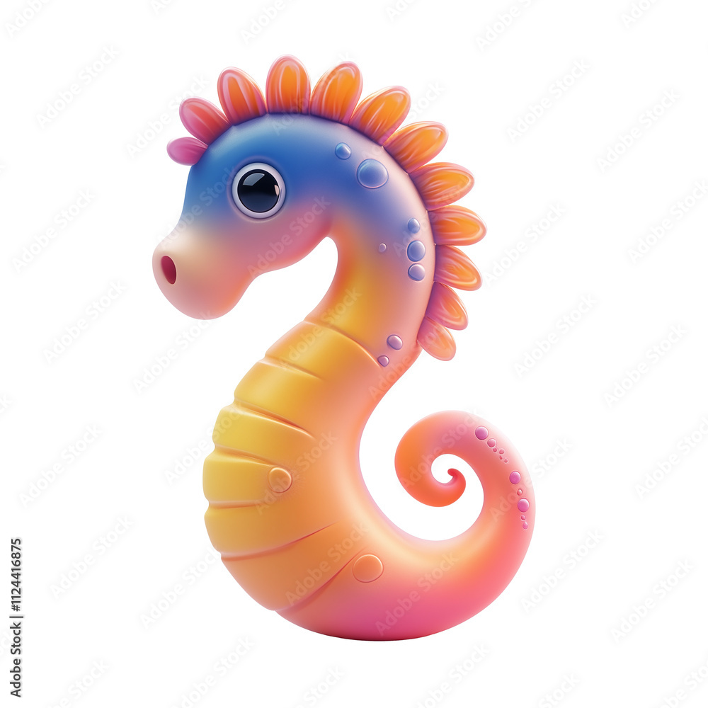 Fototapeta premium 3D rendering icon Sea horse illustration PNG. cartoon minimal style on transparent isolated background.