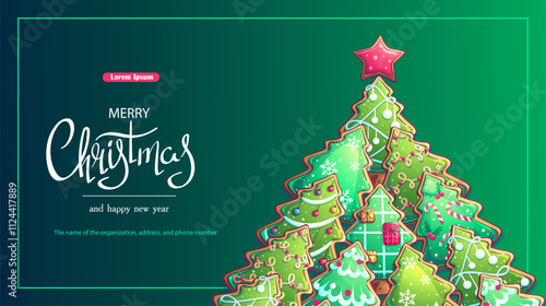 Merry Christmas card - horizontal vector background