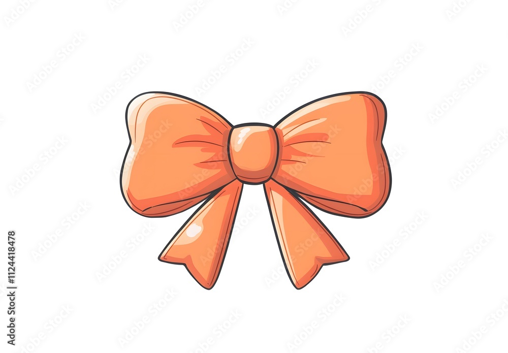 A Simple Orange Ribbon Bow Illustration