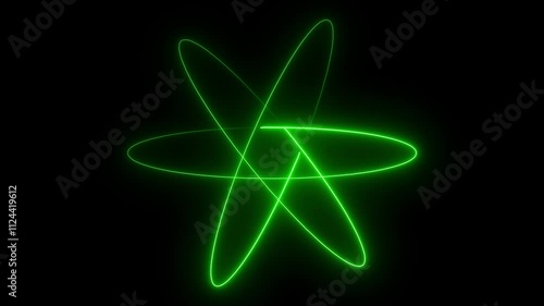 Wallpaper Mural Dynamic neon lights atom model molecular Abstract fire atom or fireball animation rotation around nucleus isolated on black background.  Torontodigital.ca
